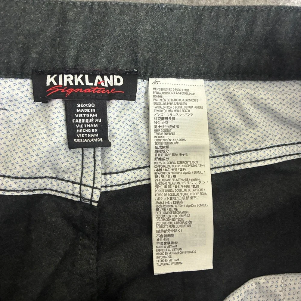 Kirkland Signature Men's 36x29 Brushed Twill Pants Charcoal Gray Stretch Cotton